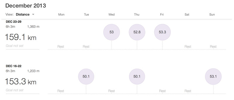 December 2013 Strava 
training log